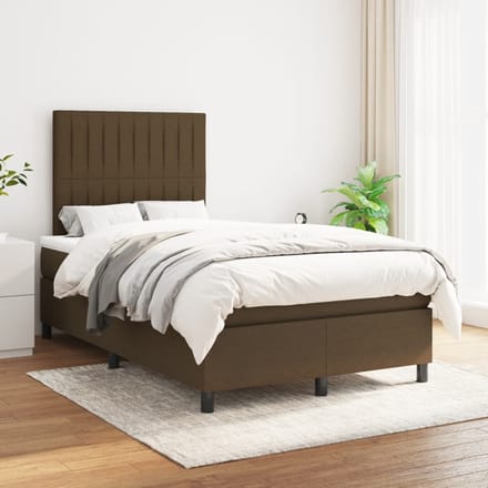 vidaXL - Boxspring - met - matras - stof - donkerbruin - 120x200 - cm