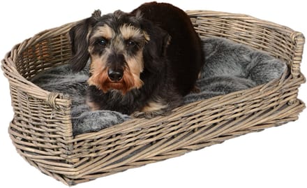 UNUS® Hondenmand slaapplaats van wilg grijs met kussen 66 cm