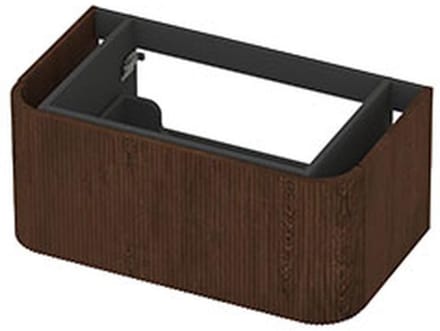 INK - Afgeronde Onderkast Fineer 1 Lade Softclose met Gefreesd Front Tbv Grepen - 800x450x350 Mm - Shadow Veneer