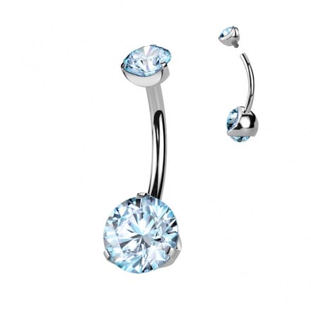 Piercing sierlijk dubbele steen aqua - LMPiercings
