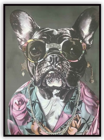 Schilderij cool pug 60x80cm