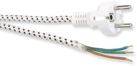 Pro Hittebestendige veiligheidsstekkerkabel voor montage 3 m wit-zilver