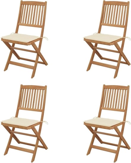 Tuinstoelen - Klapstoelen Hout - Buiten Zitten - Inklapbaar - 4 stuks - Natuurlijk Hout