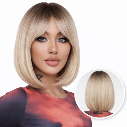 Blonde Pruik Kort - Pruiken Dames - Wig - Verstelbaar - Hittebestendig - Wasbaar - 30 cm