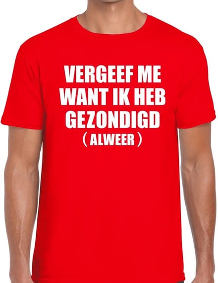 Vergeef Me heren shirt rood - Heren feest t-shirts M