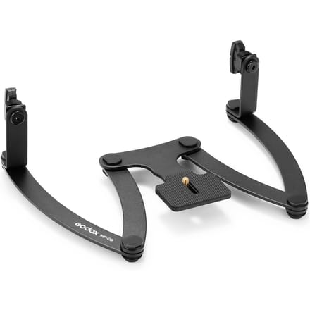 GODOX MF-DB Flexibele flitsbeugel met dubbele flitsbevestigingen Aluminiumlegering 360 graden draaibare kop zwart