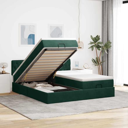 vidaXL - Ottoman - bed - met - matrassen - en - LED's - 160x200cm - fluweel