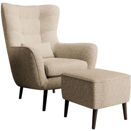 Fauteuil met hocker Verdiro bouclé | NADUVI Collection