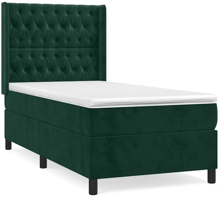 vidaXL - Boxspring - met - matras - fluweel - donkergroen - 90x190 - cm
