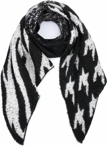 Bijoutheek Sjaal (Fashion) Vierkant Blokjes 70 x 70cm Wit