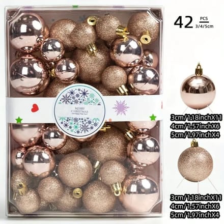 Nivard Kerstballen - Kerstversiering - Plastic - Champagne - Kerstballenset - 42 stuks