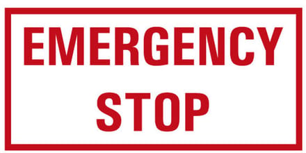 Noodstop sticker, meerdere talen, rechthoekig, wit Engels