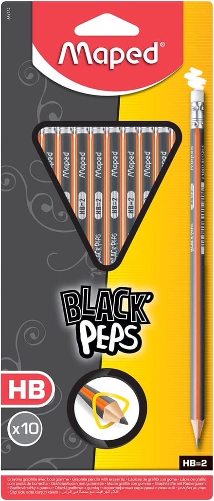 Maped Black'Peps potlood met gum HB, blister met 10 stuks