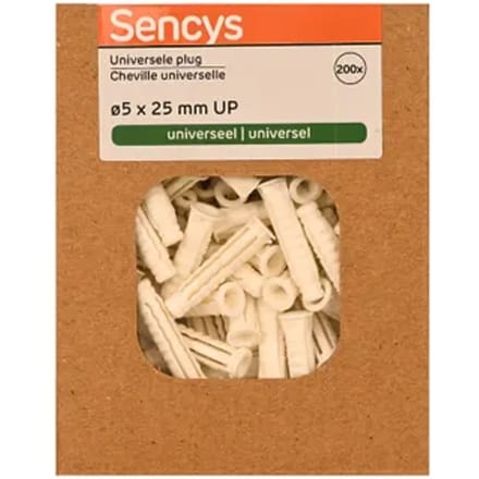 Sencys Universele Plug Nylon - Diam. 5x25mm - 200 Stuks