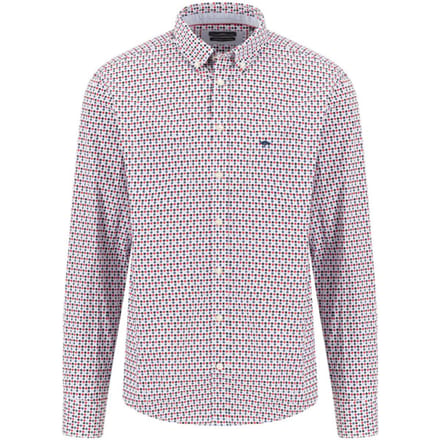Fynch Hatton - Lange mouw overhemd - Mannen - L - Rood - Katoen - 1512-5920