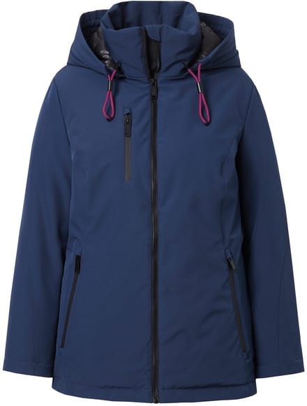 Ulla Popken - Dames - HYPRAR functionele jas waterafstotend capuchon - Marine - Maat 42+
