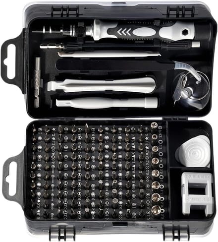 Schroevendraaierset - Precisie bits - Kleine reparaties - 115 Delige Set - Compact formaat - Grijs