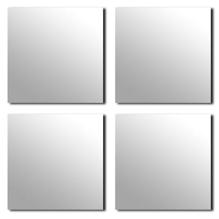 Tendance Plak spiegel tegels - 4x stuks - glas - zelfklevend - 20 x 20 cm - vierkant - muur/deur/wand