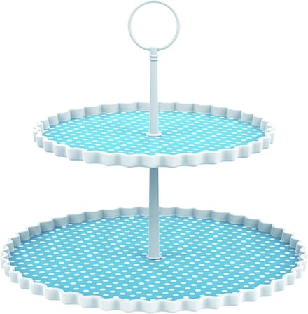 Zak!Designs Etagere Dotty - 2-laags - Ø 21 en 27 cm - Hoogte 23 cm - Blauw