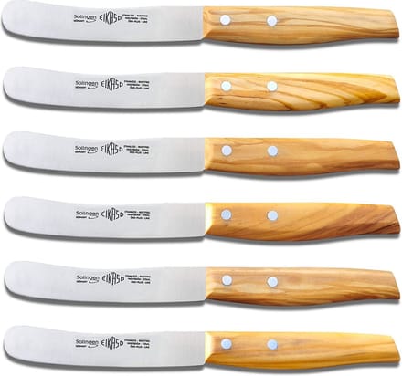 Eikaso Solingen Ontbijtmes met Olijfhouten Heft – 11 cm Lemmet – Set van 6