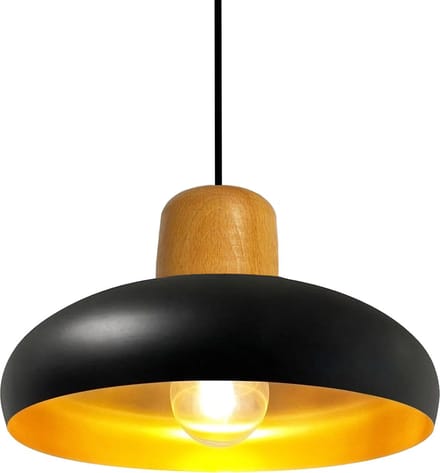 Bamyum Androa 1flame E27 Plafondlamp Binnen Zwart Metaal Hout Industriële Lamp