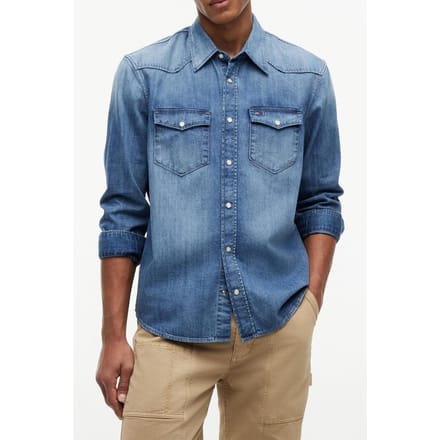 Tommy Hilfiger Regular Western Denim Medium Größe: L | Casual hemden Outlet | Herren | Blau