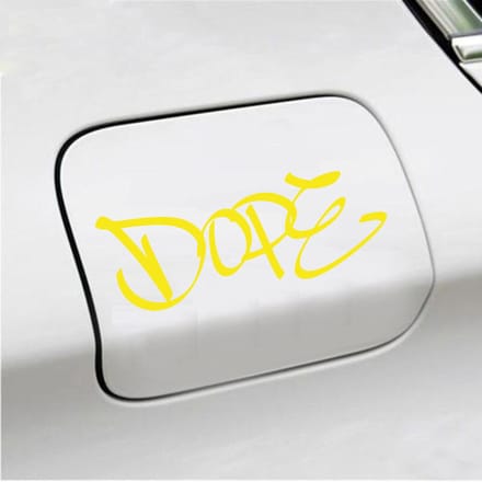 Bumpersticker - Dope - 7 X 18 - Geel