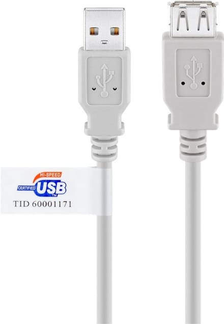 Goobay USB 2.0 Hi-Speed Extension Cable with USB Certificate, Grey 3 m