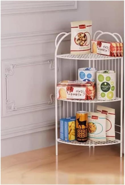 Hoekplank - Opbergrek - Ruimte Besparen - Stabiel Metaal - 3 Tier 85cm - Wit