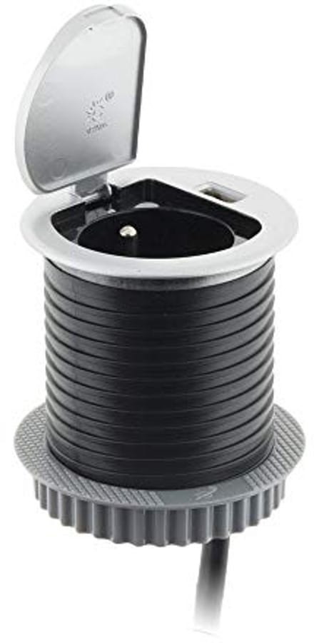 Compact inbouwcontactblok met USB-aansluiting voor bureau en keuken
