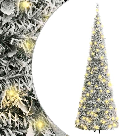 vidaXL - Kunstkerstboom - pop-up - met - sneeuw - 100 - LED's - 150 - cm