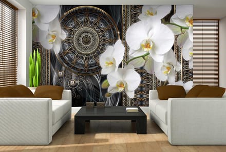 Luxury Abstract Pattern Flowers Spheres Photo Wallcovering