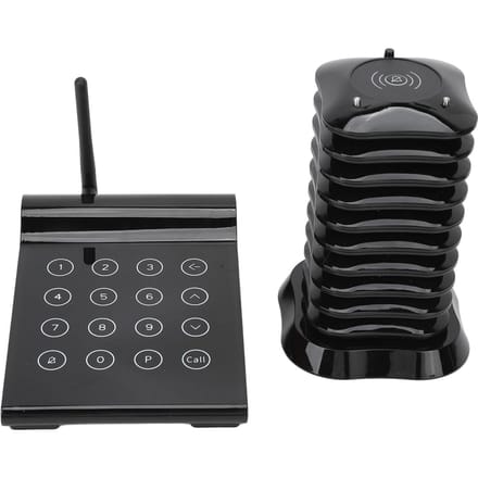 Bipeur de restaurant avec 10 bipeurs Fonctionnement tactile Mode de charge double Système de bipeur sans fil EU Plug black