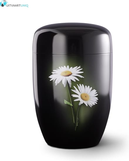 Urn Margrietjes zwart - staal