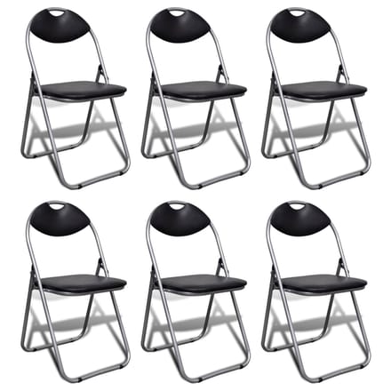 vidaXL - Opklapbare - stoelen, - 6 - stuks, - zwart - kunstleer - en - staal.