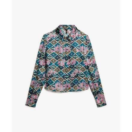 Dames transparante glinsterende blouse met lange mouwen Superdry