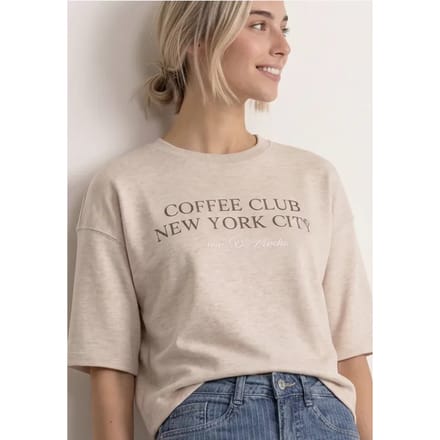 Sweatshirt met korte mouwen en tekst