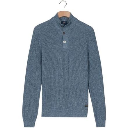 Baileys Trui Half Zip And Buttons Mouliné Rib Structure Soft Blue / male