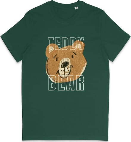 T Shirt Dames Heren - Grappige Teddy Beer Print Opdruk - Groen - M