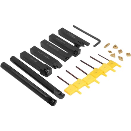 Ensemble de 7 porte-outils de tournage en acier allié de 16 mm, lames et clés pour le traitement