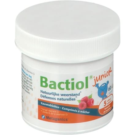 Bactiol Junior - 60 kauwtabletten - biotica supplement - frambozensmaak - ondersteunt het immuunsysteem