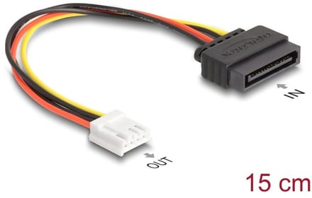 SATA Power Cable 15 pin plug to 1 x Floppy 4 pin female 15 cm