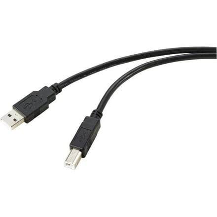 Renkforce RF-5720372 USB-kabel USB 2.0 USB-A stekker, USB-B stekker 20.00 m Zwart Afscherming gevlochten