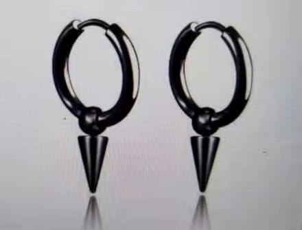Stoer - Zwarte – RVS - Oorring – Ø 8 mm - puntige - los - hanger
