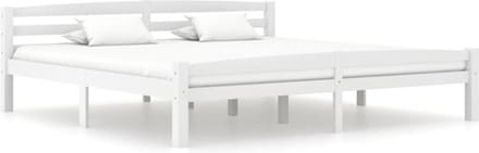 vidaXL - Bedframe - massief - grenenhout - wit - 200x200 - cm