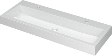 INK Momento wastafel - 120x45x9cm - 1 wasbak - 2 kraangaten - polystone wit glans
