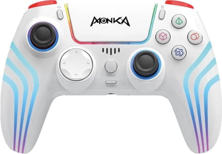 Monka Contra GT‑96 – Draadloze controller compatible met PS4/ PS3/PC/Switch, RGB, Bluetooth/ 2.4 GHz of kabel – Wit