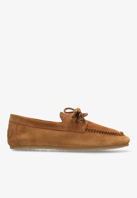 Shabbies Amsterdam - Ciska Mocca Mocassin Suède Cognac - Maat 38