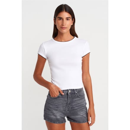 Dames Slim Fit Katoenen Crop T-shirt