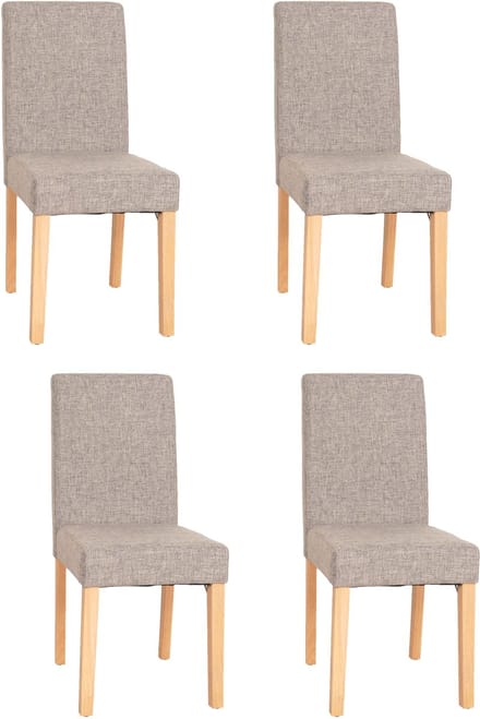 Set van 4 eetkamerstoelen Keukenstoel Littau ~ textiel, grijs, lichte poten